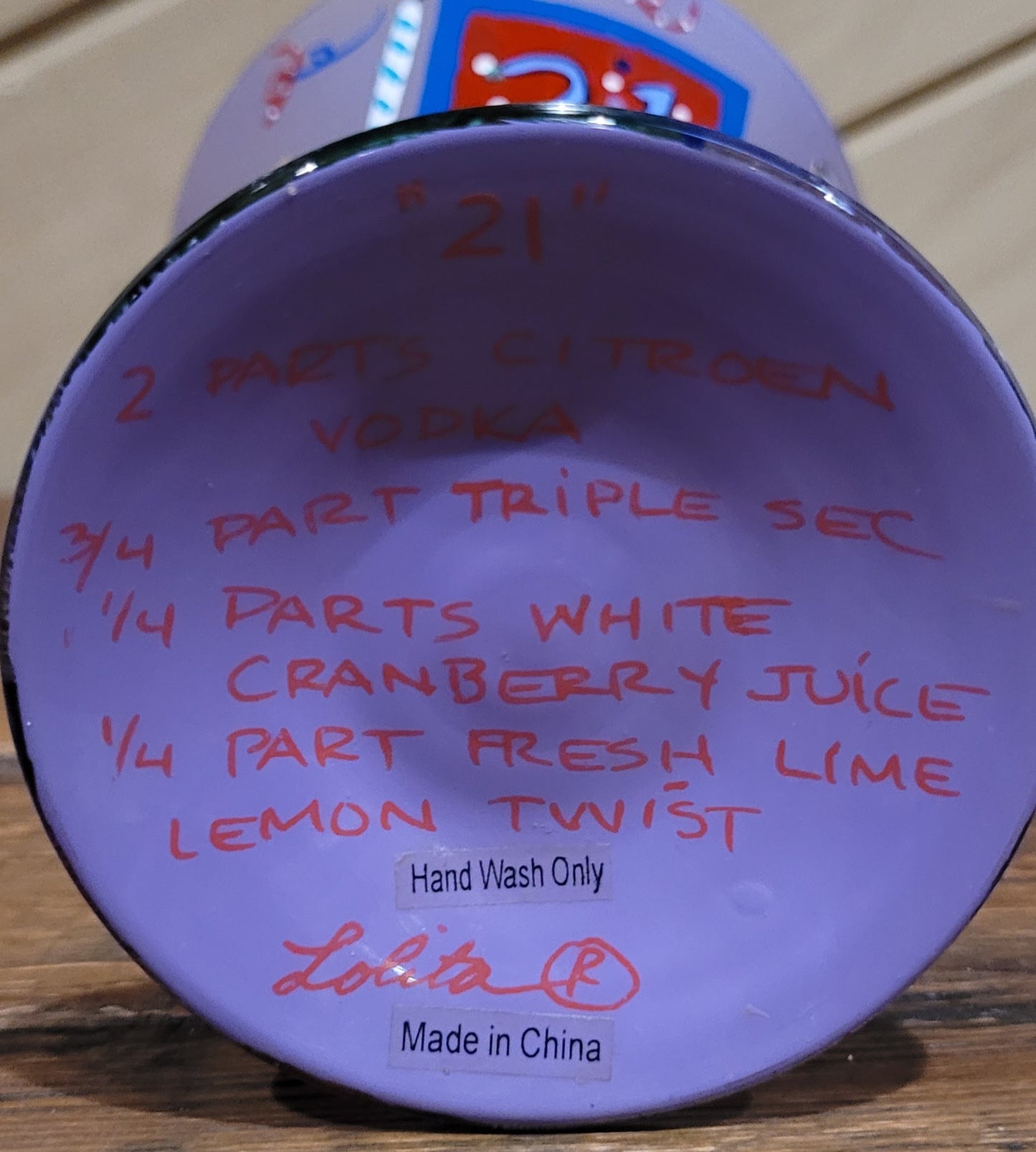 Lolita Hand Painted "21 Legal" Martini Glass