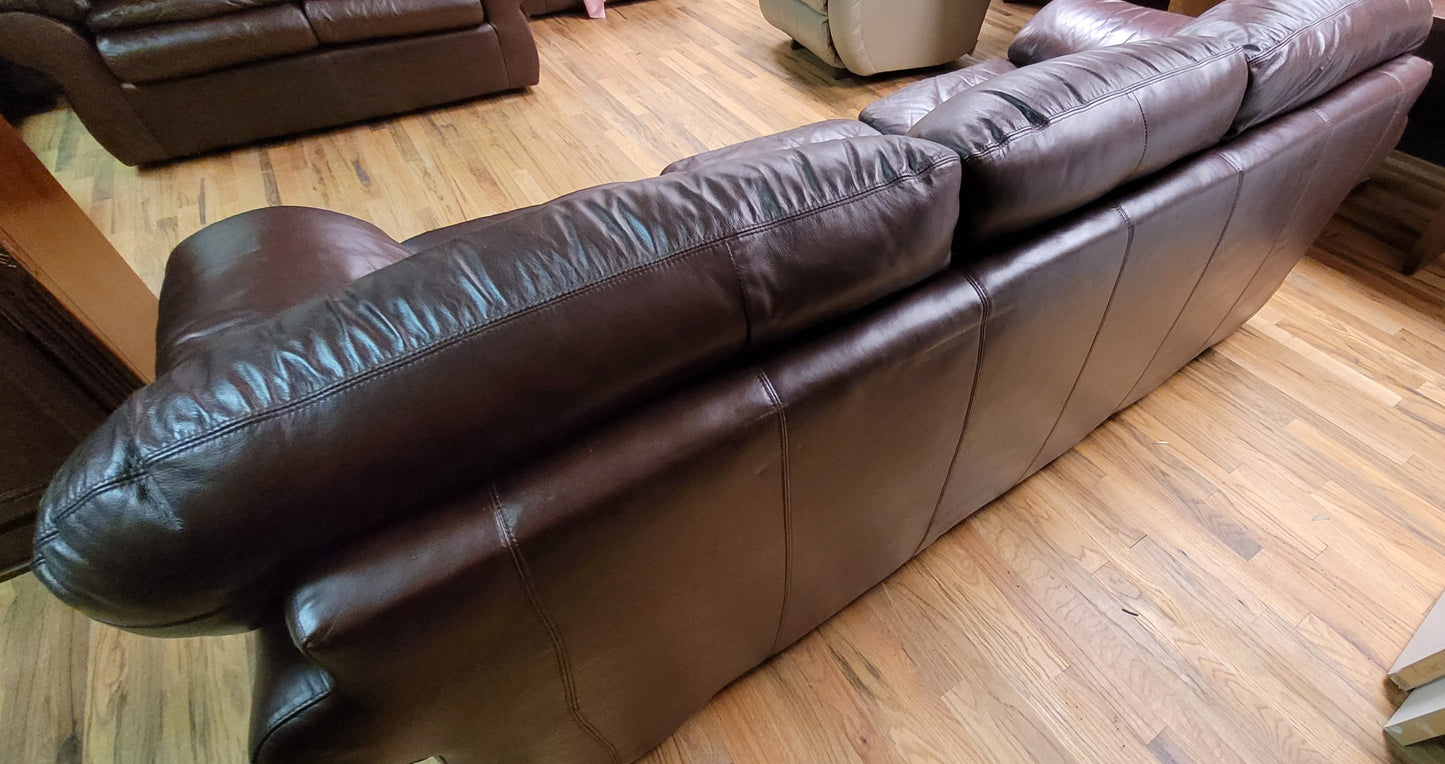 Leather Sofa with Down-Feather Cushions