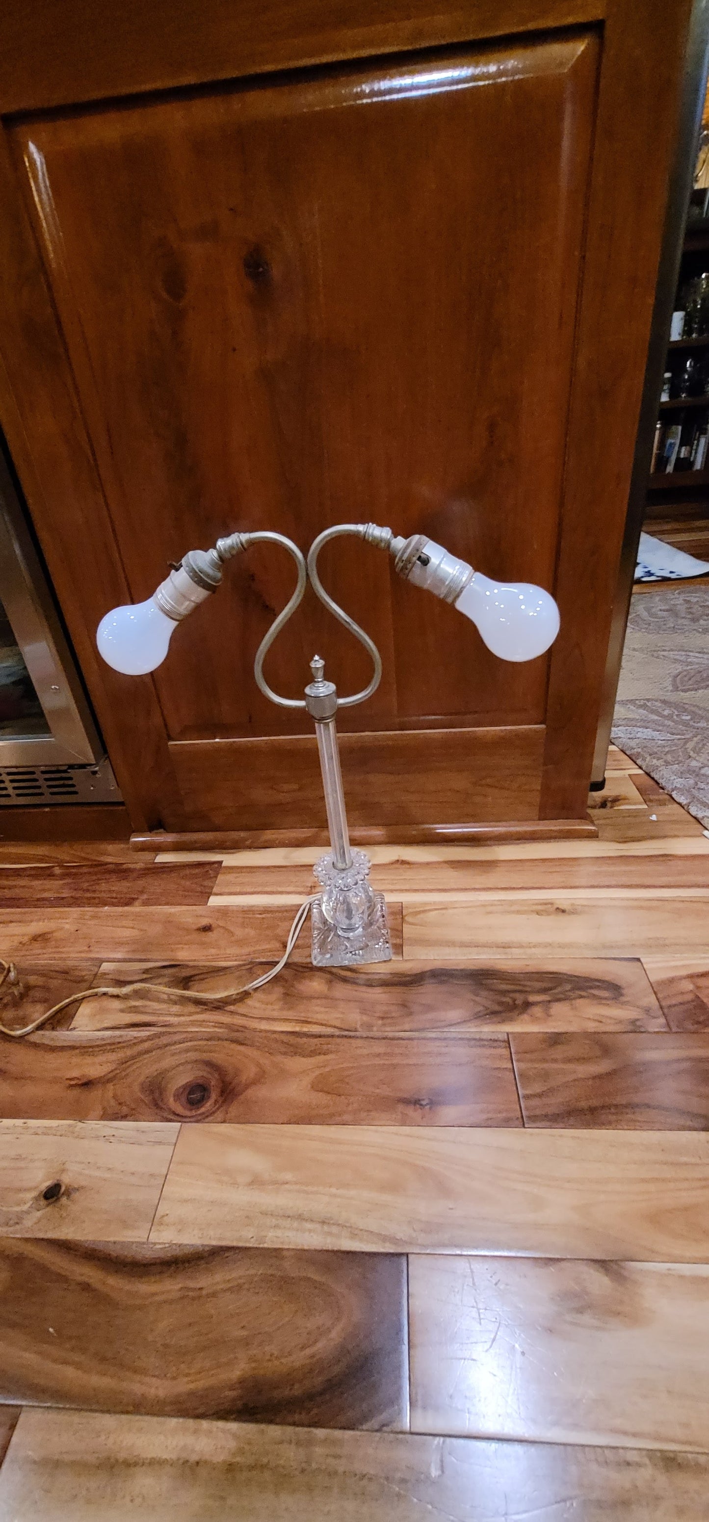 Double Gooseneck Glass Lamp