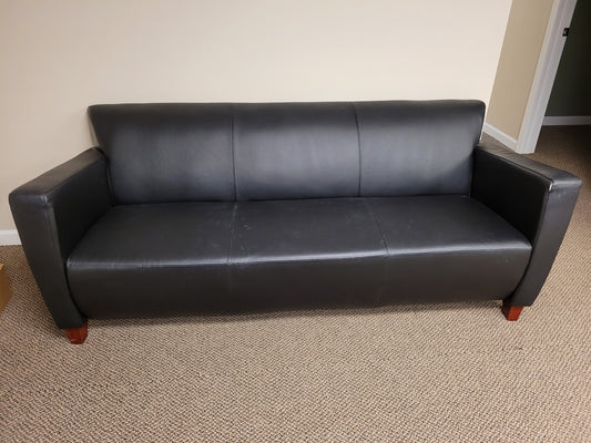 Leather Sofa with Cherry Finish Legs