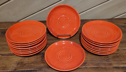 Red/Orange Toned Ceramic Saucers (Set of 9)