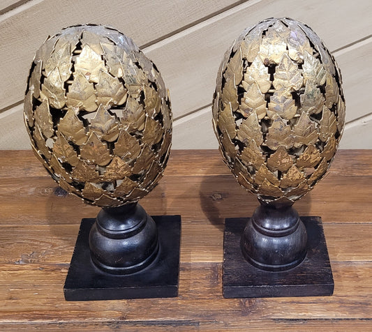 Antique Gold Leaf Table Decoration (Set of 2)