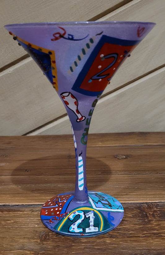 Lolita Hand Painted "21 Legal" Martini Glass