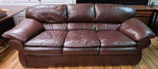 Leather Sofa with Down-Feather Cushions