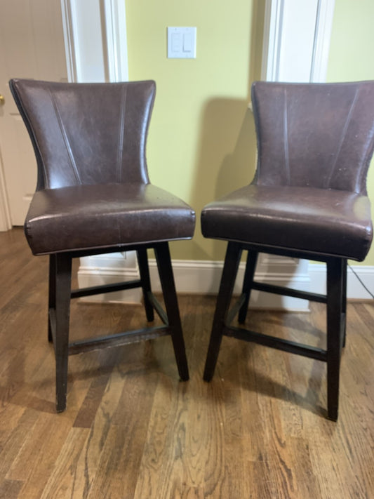 Brown counter height bar stools 24" to seat base